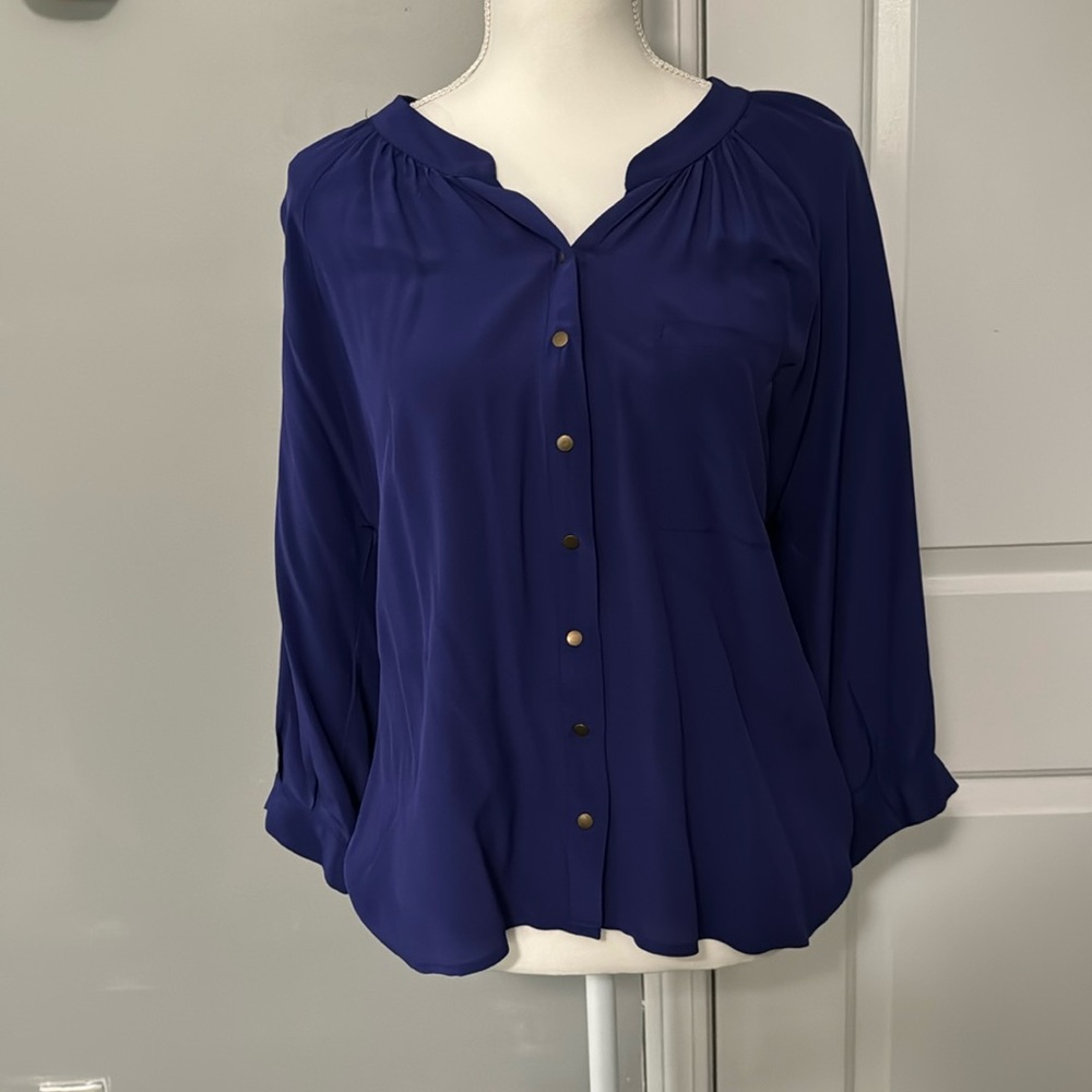 Greylin Purple/Dark Blue Blouse- Medium